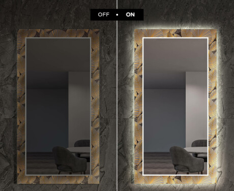 Dekorativer Spiegel mit LED-Beleuchtung für das Esszimmer - Golden Leaves #7