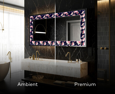 Hinterleuchteter dekorativer Spiegel - Floral Layouts