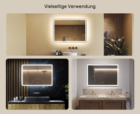 Abgerundeter Badspiegel 100x70cm mit LED Beleuchtung mit Dual color, Touch Schalter, Heizmatte, Bluetooth-Lautsprecher - L141 #2