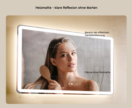 Abgerundeter Badspiegel 100x70cm mit LED Beleuchtung mit Dual color, Touch Schalter, Heizmatte, Bluetooth-Lautsprecher - L141 #5