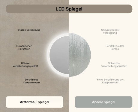 Spiegel rund mit Beleuchtung für Bad 80cm mit Dual color, Touch Schalter, Heizmatte #7