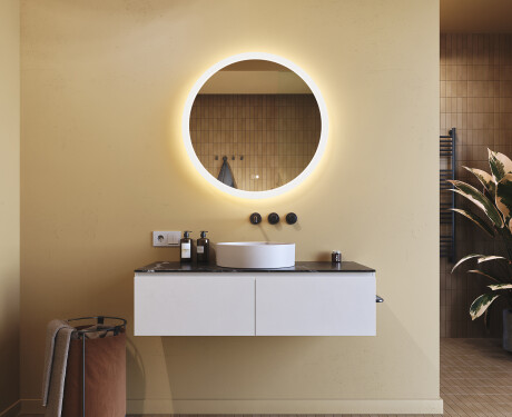 Spiegel rund mit Beleuchtung für Bad 80cm mit Dual color, Touch Schalter, Heizmatte #9