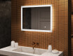 Rechteckiger Badspiegel mit Licht LED 80x60cm mit Dual color, Touch Schalter, Heizmatte