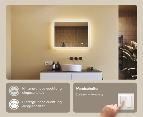 Rechteckiger Badspiegel mit Licht LED 80x60cm mit Dual color, Touch Schalter, Heizmatte #4