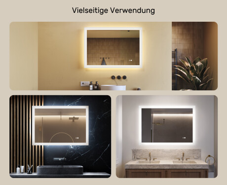 Rechteckiger Spiegel für Bad mit Beleuchtung LED 100x70cm mit Dual color, Touch Schalter, Heizmatte #2