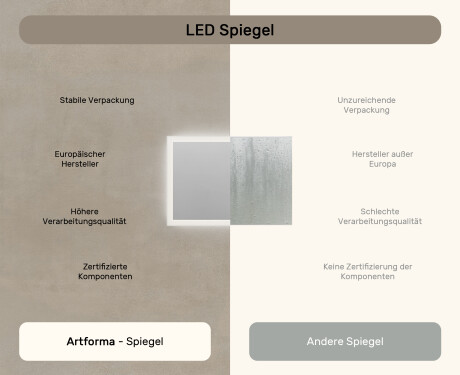 Rechteckiger Spiegel für Bad mit Beleuchtung LED 100x70cm mit Dual color, Touch Schalter, Heizmatte #7