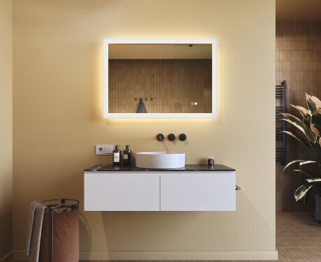 Rechteckiger Spiegel für Bad mit Beleuchtung LED 100x70cm mit Dual color, Touch Schalter, Heizmatte #9