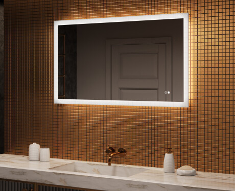 Rechteckiger Badezimmerspiegel mit Beleuchtung LED 120x70cm mit Dual color, Touch Schalter, Heizmatte