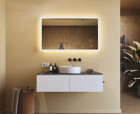 Rechteckiger Badezimmerspiegel mit Beleuchtung LED 120x70cm mit Dual color, Touch Schalter, Heizmatte #9