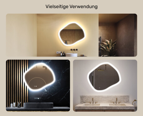 Badezimmerspiegel mit Beleuchtung, 84×74 cm, zweifarbig, Touch‑Schalter, Heizmatte #2