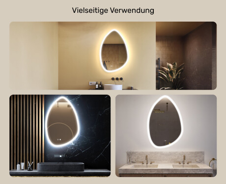 Unregelmäßiger Spiegel mit Beleuchtung, 64×94 cm, zweifarbig, Touch‑Schalter, Heizmatte #2