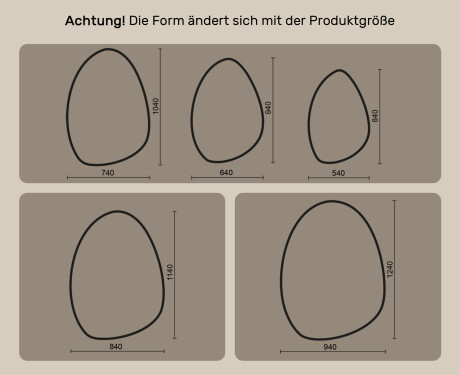 Unregelmäßiger Spiegel mit Beleuchtung, 64×94 cm, zweifarbig, Touch‑Schalter, Heizmatte #10