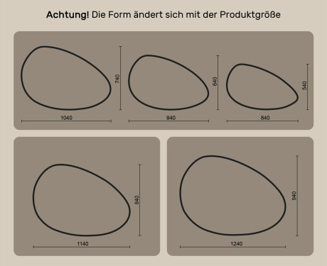 Unregelmäßiger Spiegel mit Beleuchtung, 114×84 cm, zweifarbig, Touch‑Schalter, Heizmatte #10