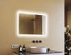 Abgerundeter Badezimmerspiegel mit LED-Beleuchtung, 100×70 cm, zweifarbig, Touch‑Schalter, Heizmatte