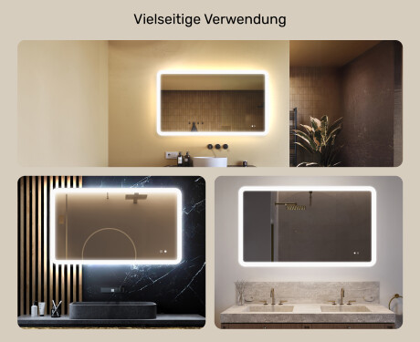 Abgerundeter Badezimmerspiegel mit LED-Beleuchtung, 120×70 cm, zweifarbig, Touch‑Schalter, Heizmatte #2