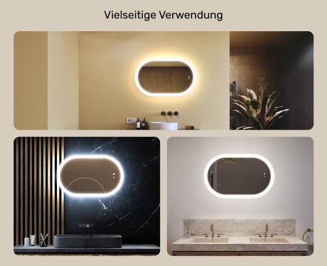 Beleuchteter Badezimmerspiegel, 80×50 cm, zweifarbig, Touch‑Schalter, Heizmatte #2