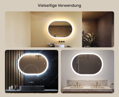 Beleuchteter Badezimmerspiegel, 100×70 cm, zweifarbig, Touch‑Schalter, Heizmatte #2