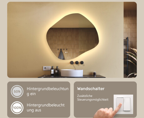 Badezimmerspiegel mit Beleuchtung, 84×74 cm, zweifarbig, Touch‑Schalter, Heizmatte #4