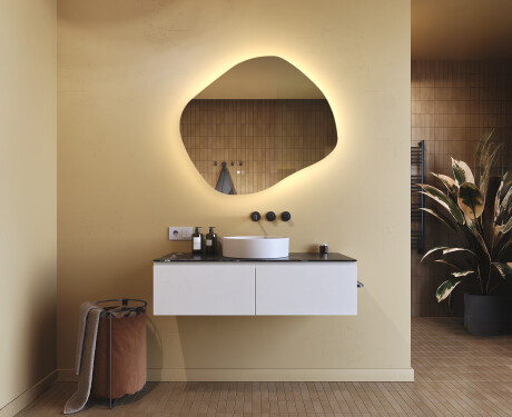 Badezimmerspiegel mit Beleuchtung, 84×74 cm, zweifarbig, Touch‑Schalter, Heizmatte #9