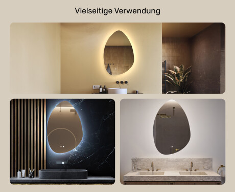 Unregelmäßiger Spiegel mit Beleuchtung, 64×94 cm, zweifarbig, Touch‑Schalter, Heizmatte #2