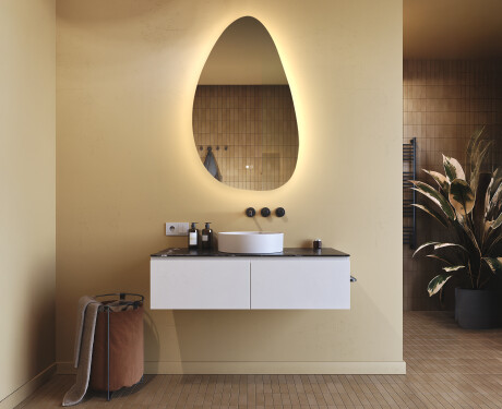 Unregelmäßiger Spiegel mit Beleuchtung, 64×104 cm, zweifarbig, Touch‑Schalter, Heizmatte #9