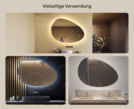 Unregelmäßiger Spiegel mit Beleuchtung, 114×84 cm, zweifarbig, Touch‑Schalter, Heizmatte #2