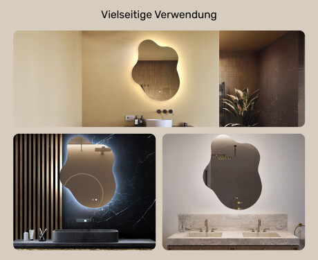 Unregelmäßiger Spiegel mit Beleuchtung, 74×94 cm, zweifarbig, Touch‑Schalter, Heizmatte #2