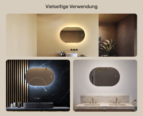 Beleuchteter Badezimmerspiegel, 80×50 cm, zweifarbig, Touch‑Schalter, Heizmatte #2
