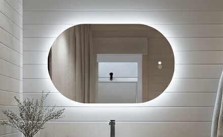 Ovaler Spiegel mit LED-Beleuchtung 80x50/50x80 cm, Dual-Farbe, Touch-Schalter, Heizmatte