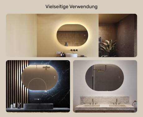 Beleuchteter Badezimmerspiegel, 100×70 cm, zweifarbig, Touch‑Schalter, Heizmatte #2