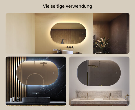 Beleuchteter Badezimmerspiegel, 120×70 cm, zweifarbig, Touch‑Schalter, Heizmatte #2