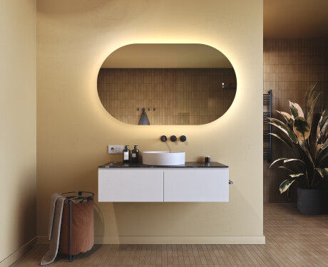 Beleuchteter Badezimmerspiegel, 120×70 cm, zweifarbig, Touch‑Schalter, Heizmatte #9