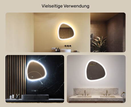 Unregelmäßiger Spiegel mit Beleuchtung, 64×64 cm, zweifarbig, Touch‑Schalter, Heizmatte #2