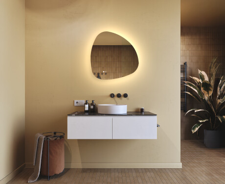 Unregelmäßiger Spiegel mit Beleuchtung, 64×64 cm, zweifarbig, Touch‑Schalter, Heizmatte #9