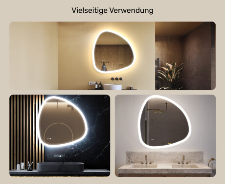 Unregelmäßiger Spiegel mit Beleuchtung, 94×94 cm, zweifarbig, Touch‑Schalter, Heizmatte #2