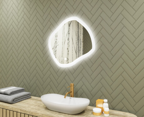 Badezimmerspiegel mit Beleuchtung, 74×64 cm, Dual-Farbtemperatur, Touch-Schalter, Heizmatte
