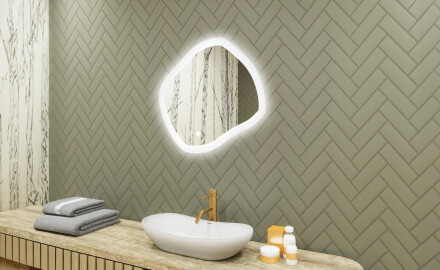 Badezimmerspiegel mit Beleuchtung, 74×64 cm, Dual-Farbtemperatur, Touch-Schalter, Heizmatte