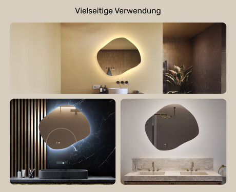 Badezimmerspiegel mit Beleuchtung, 74×64 cm, zweifarbig, Touch‑Schalter, Heizmatte #2