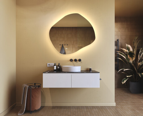 Badezimmerspiegel mit Beleuchtung, 94×84 cm, zweifarbig, Touch‑Schalter, Heizmatte #9