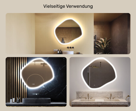Badezimmerspiegel mit Beleuchtung, 104×94 cm, zweifarbig, Touch‑Schalter, Heizmatte #2