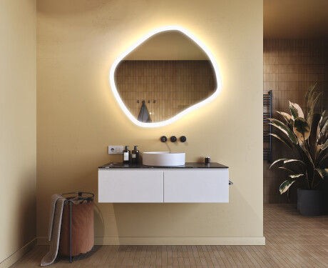 Badezimmerspiegel mit Beleuchtung, 104×94 cm, zweifarbig, Touch‑Schalter, Heizmatte #9