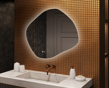 Badezimmerspiegel mit Beleuchtung, 104×94 cm, zweifarbig, Touch‑Schalter, Heizmatte