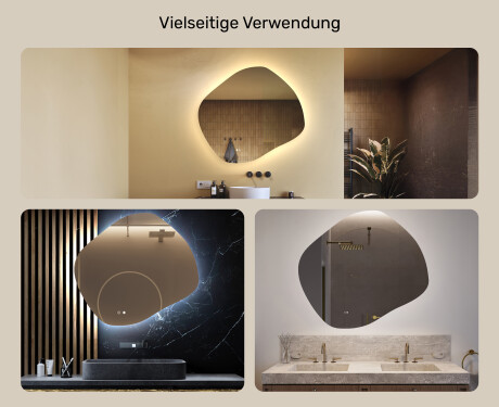 Badezimmerspiegel mit Beleuchtung, 104×94 cm, zweifarbig, Touch‑Schalter, Heizmatte #2