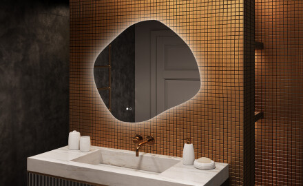 Badezimmerspiegel mit Beleuchtung, 104×94 cm, zweifarbig, Touch‑Schalter, Heizmatte