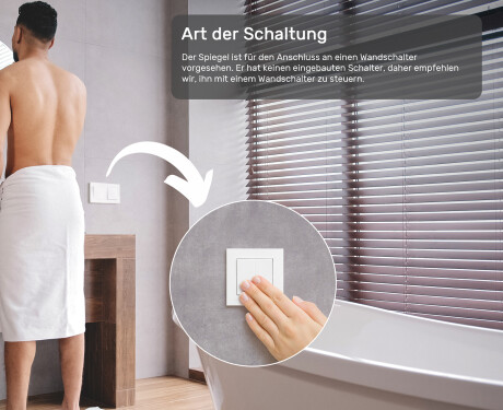 Beleuchteter Badezimmerspiegel 60x80/80x60 cm mit neutraler Lichtfarbe 4500K #3