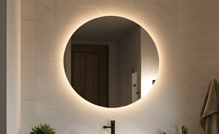 Rundes beleuchtetes Badezimmerspiegel 60 cm mit neutraler Lichtfarbe 4500K