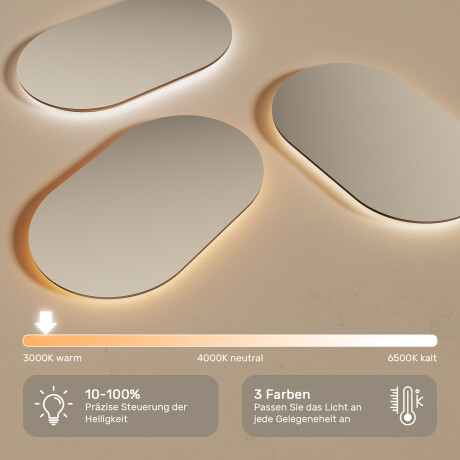 Abgerundeter Spiegel mit LED-Beleuchtung in einem schwarzen Aluminiumrahmen #5