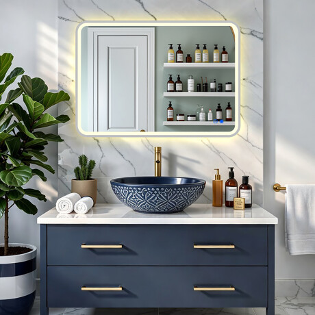 Abgerundeter LED-Spiegel mit Beleuchtung - 80x60/100x70/120x70 cm in einem silbernen Aluminiumrahmen #8