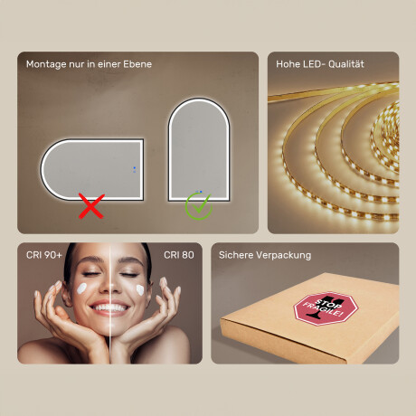 Unregelmäßiger LED-beleuchteter Spiegel in einem goldenen Aluminiumrahmen #7