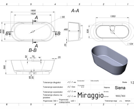 Badewanne SIENA MIRASOFT
